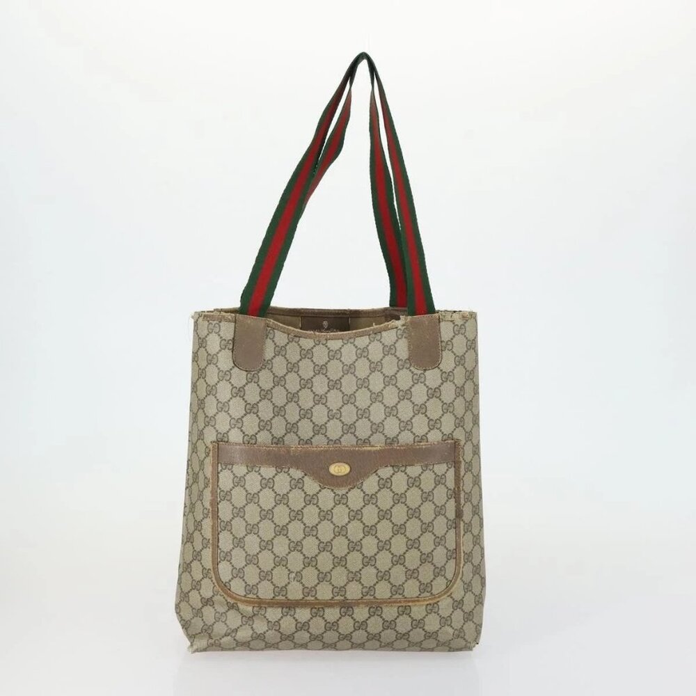 GUCCI GG Canvas Web Sherry Line Shoulder Bag 5 Set Beige Red Auth fm4976 - Picture 2 of 16
